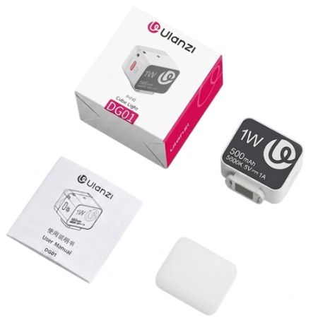 Ulanzi DG01 (L204) - mini lampa LED z magnesem i stopką, biała - zawartość zestawu